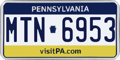 PA license plate MTN6953