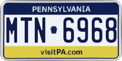 PA license plate MTN6968
