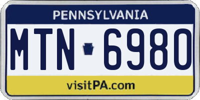 PA license plate MTN6980