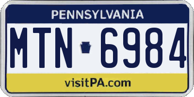 PA license plate MTN6984