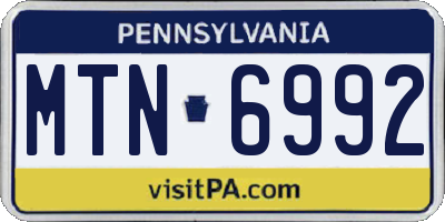 PA license plate MTN6992