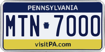 PA license plate MTN7000