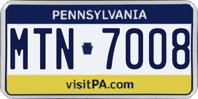 PA license plate MTN7008