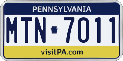 PA license plate MTN7011