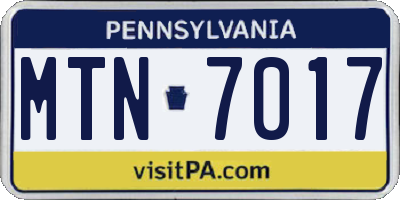PA license plate MTN7017