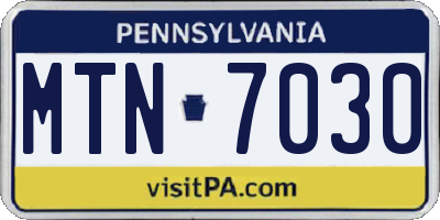 PA license plate MTN7030