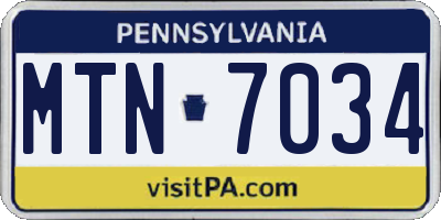 PA license plate MTN7034