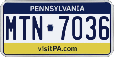 PA license plate MTN7036