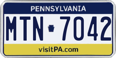 PA license plate MTN7042