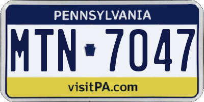 PA license plate MTN7047