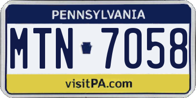 PA license plate MTN7058