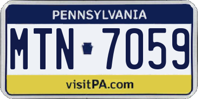 PA license plate MTN7059