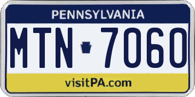 PA license plate MTN7060