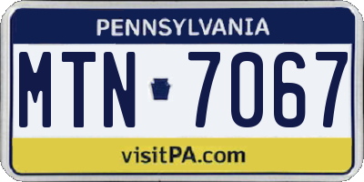 PA license plate MTN7067