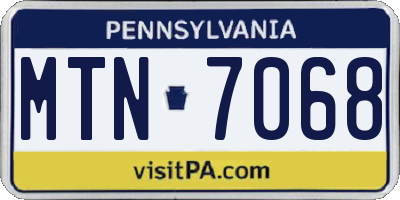 PA license plate MTN7068