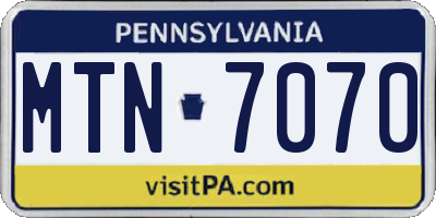 PA license plate MTN7070