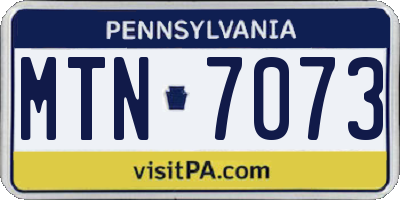PA license plate MTN7073