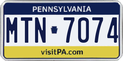 PA license plate MTN7074
