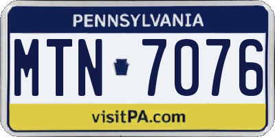 PA license plate MTN7076