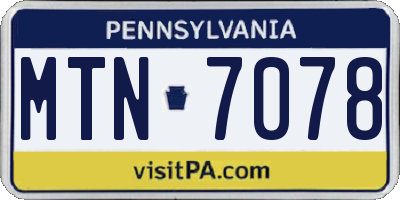PA license plate MTN7078