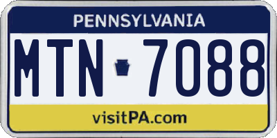 PA license plate MTN7088