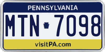 PA license plate MTN7098