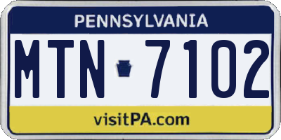 PA license plate MTN7102