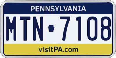 PA license plate MTN7108