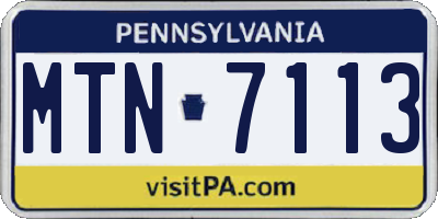 PA license plate MTN7113