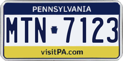 PA license plate MTN7123