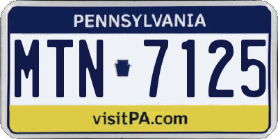 PA license plate MTN7125