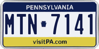 PA license plate MTN7141