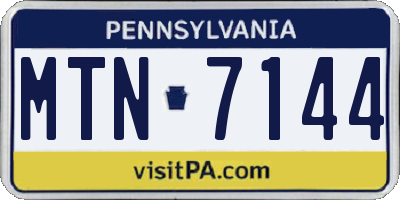 PA license plate MTN7144