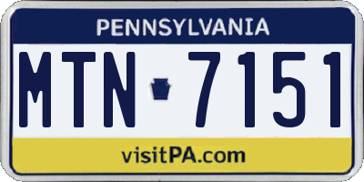 PA license plate MTN7151