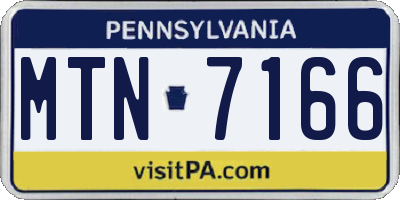 PA license plate MTN7166