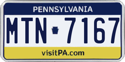 PA license plate MTN7167