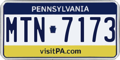 PA license plate MTN7173
