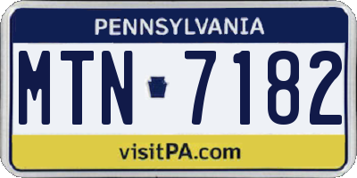 PA license plate MTN7182