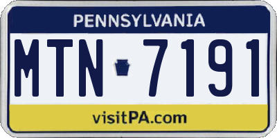 PA license plate MTN7191
