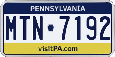 PA license plate MTN7192