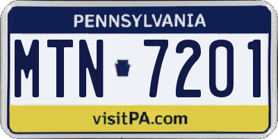 PA license plate MTN7201