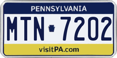 PA license plate MTN7202