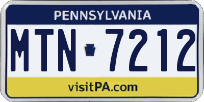 PA license plate MTN7212