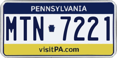 PA license plate MTN7221