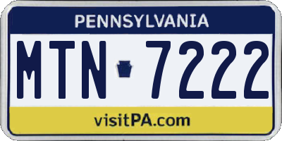 PA license plate MTN7222