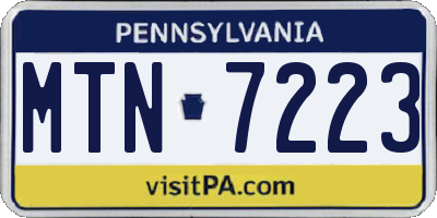 PA license plate MTN7223