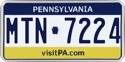 PA license plate MTN7224