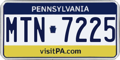 PA license plate MTN7225