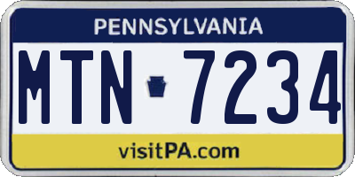 PA license plate MTN7234