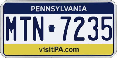 PA license plate MTN7235